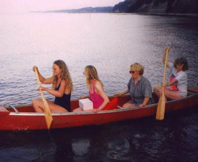 Girls in canoe.  [19 kb[