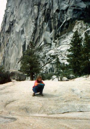 Lois at top of Nevada Falls.  [32 kb]