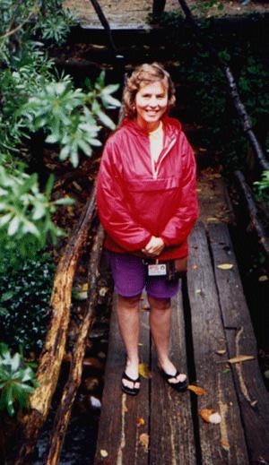 Lois outside the carpenter's shop.