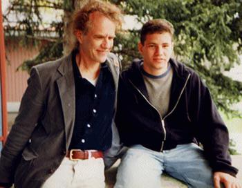 Joel and I outside 821 Packard Street -- third pic.