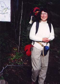 By the Long Trail sign.